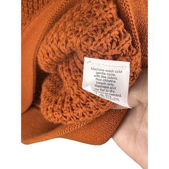 J. Crew Crewneck Rust Orange 100% Cotton Long-Sleeve Sweater Rust Orange EUC XS - Picture 5 of 10